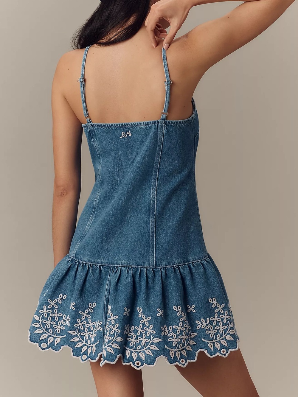 Anthropologie Damson Madder Lana Drop-Waist Mini Dress in Blue Denim - Picture 2 of 10